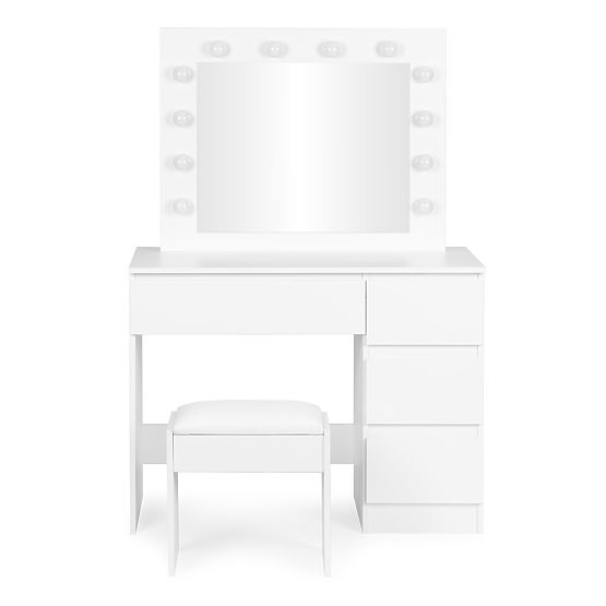 Coiffeuse cosmétique avec miroir et éclairage LED 4 tiroirs tabouret ModernHome