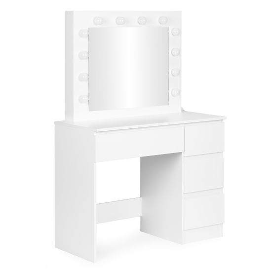 Coiffeuse cosmétique avec miroir et éclairage LED 4 tiroirs tabouret ModernHome
