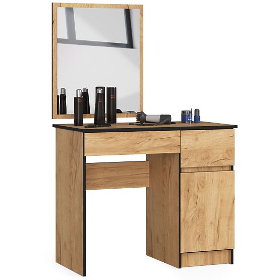 COIFFEUSE COSMÉTIQUE AVEC MIROIR P-2/SL 500x600 DROITE PK CHÊNE CRAFT