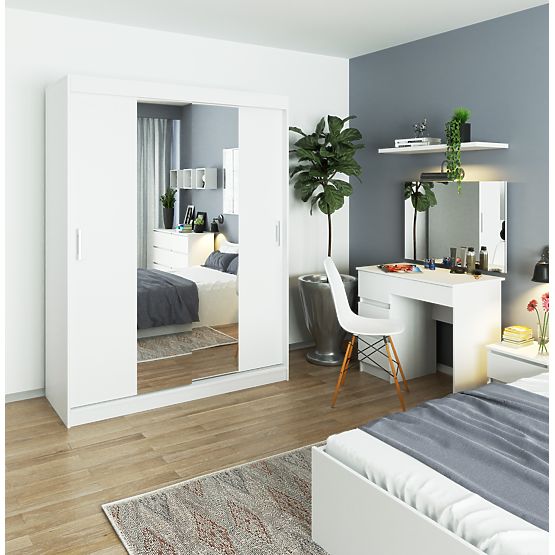 COIFFEUSE COSMÉTIQUE AVEC MIROIR T-6/SL 900x600 DROITE PK BLANC