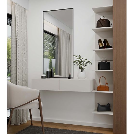 Coiffeuse Suspendue Cosmétique MIKA 110 cm 2 Tiroirs pour Chambre à Coucher KAŠMÍR Beige