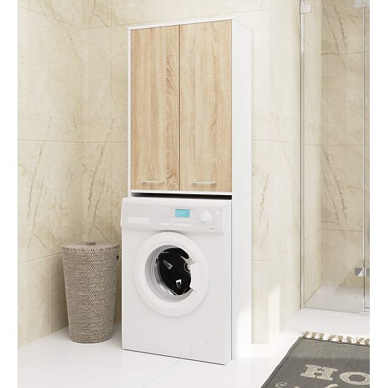 COLONNE DE SALLE DE BAIN FIN 180 POUR MACHINE À LAVER PLEINE 2D - BLANC / CHÊNE SONOMA