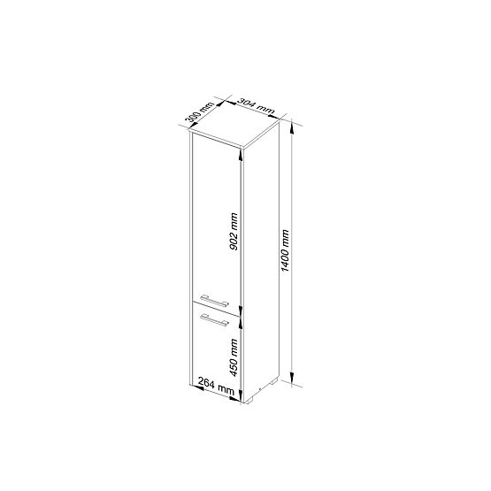 COLONNE DE SALLE DE BAIN FIN 30 2D 140cm ARTISAN / BLANC