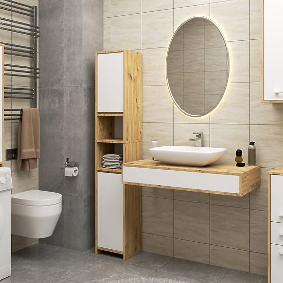 COLONNE DE SALLE DE BAIN FIN 30 2D 140cm ARTISAN / BLANC