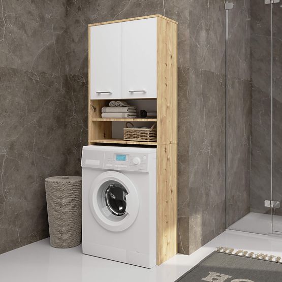 COLONNE DE SALLE DE BAIN FIN AU-DESSUS DE LA MACHINE À LAVER ARTISAN - BLANC