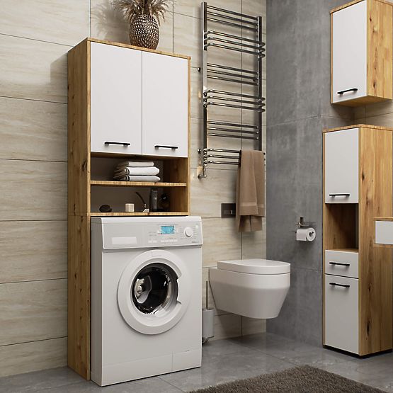 COLONNE DE SALLE DE BAIN FIN AU-DESSUS DE LA MACHINE À LAVER ARTISAN - BLANC