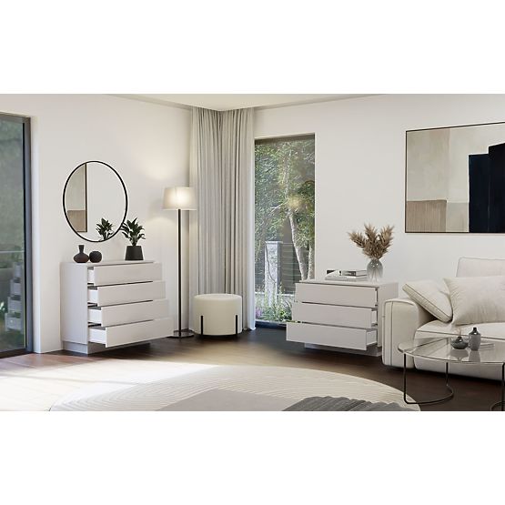 Commode AMBER 3S Armoire 3 Tiroirs pour Chambre Salon CASHMERE Beige