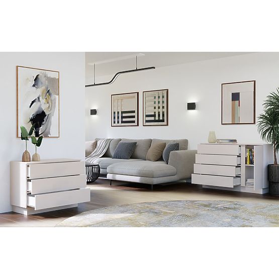 Commode AMBER 3S Armoire 3 Tiroirs pour Chambre Salon CASHMERE Beige