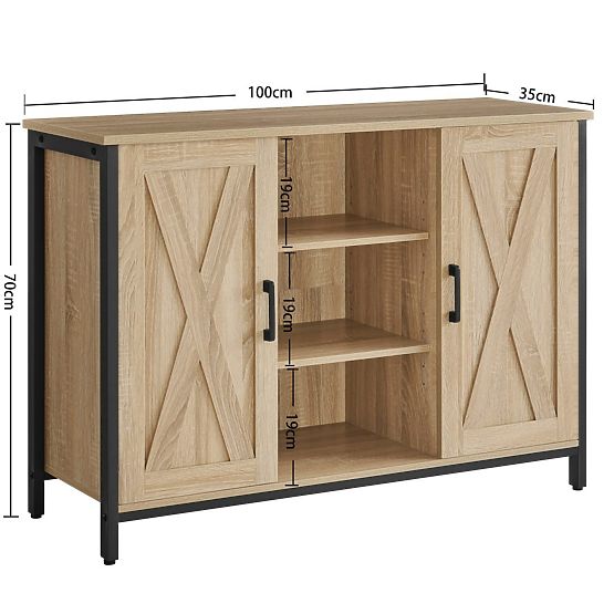Commode armoire avec étagères réglables et pieds chêne sonoma
