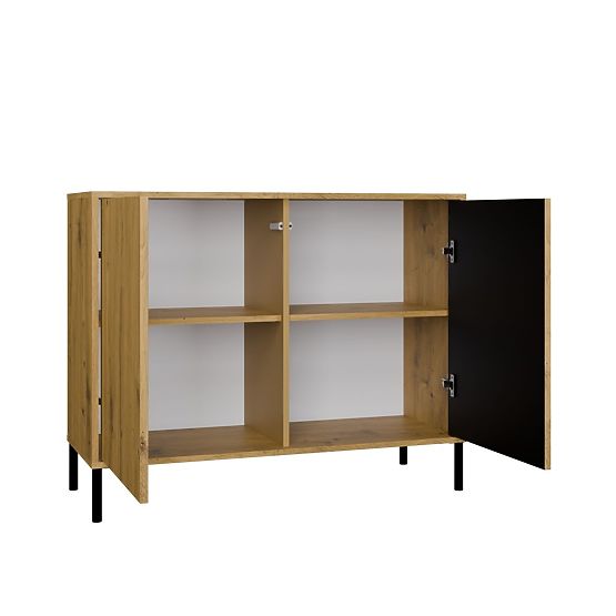 Commode avec façade rainurée Armoire KAMARO 2D Slim / Lisse CHÊNE ARTISAN Lamelles