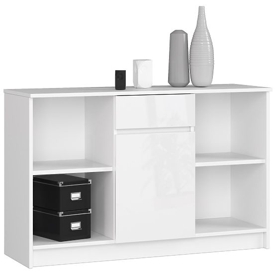 COMMODE B-17 120 cm 1 TIROIR 1 PORTE PK BLANC / BLANC BRILLANT