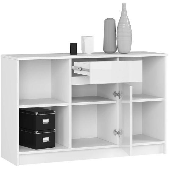 COMMODE B-17 120 cm 1 TIROIR 1 PORTE PK BLANC / BLANC BRILLANT