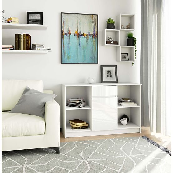 COMMODE B-17 120 cm 1 TIROIR 1 PORTE PK BLANC / BLANC BRILLANT