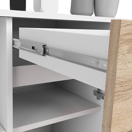 COMMODE B-17 120 cm 1 TIROIR 1 PORTE PK BLANC / SONOMA