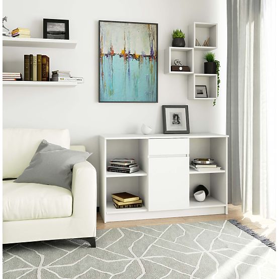 COMMODE B-17 120 cm 1 TIROIR 1 PORTE PK BLANCHE