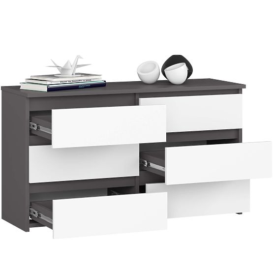 COMMODE CL100 6 TIROIRS GRIS / BLANC