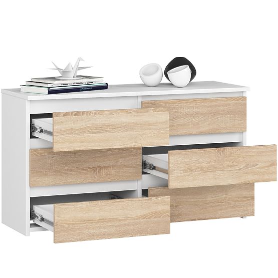 COMMODE CL100 6TIROIRS BLANC / CHÊNE SONOMA