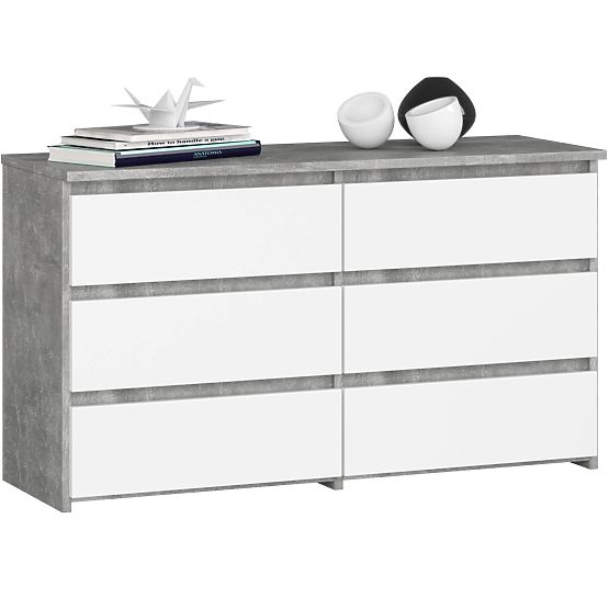 COMMODE CL100 6TIROIRS PK BÉTON / BLANC