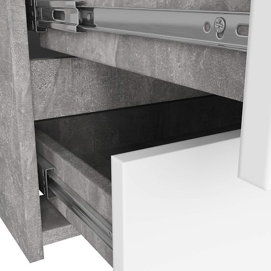 COMMODE CL100 6TIROIRS PK BÉTON / BLANC