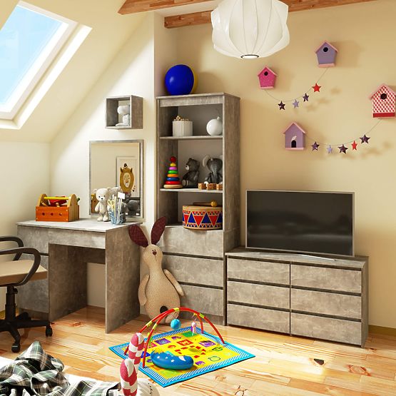 COMMODE CL100 6TIROIRS PK BÉTON