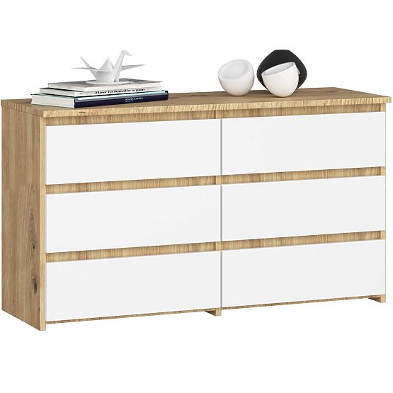 COMMODE CL100 6TIROIRS PK CHÊNE ARTISAN / BLANC
