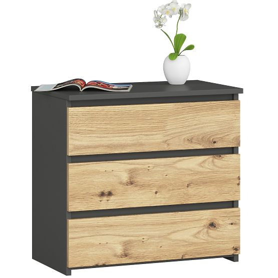 COMMODE CL3 3TI CLP PK GRIS GRAPHITE / CHÊNE ARTISAN
