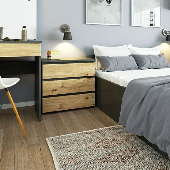 COMMODE CL3 3TI CLP PK GRIS GRAPHITE / CHÊNE ARTISAN