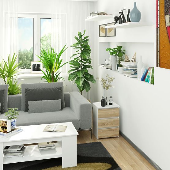 COMMODE CL3/40 PK BLANC / CHÊNE SONOMA