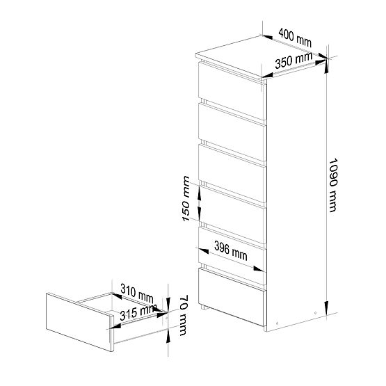 COMMODE CL6 PK BLANC / GRIS