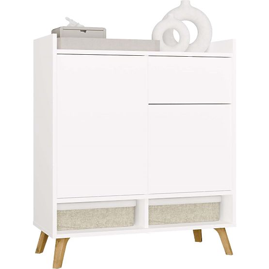 Commode COLIN Armoire 2 Portes 1 Tiroir avec Pieds BLANCHE