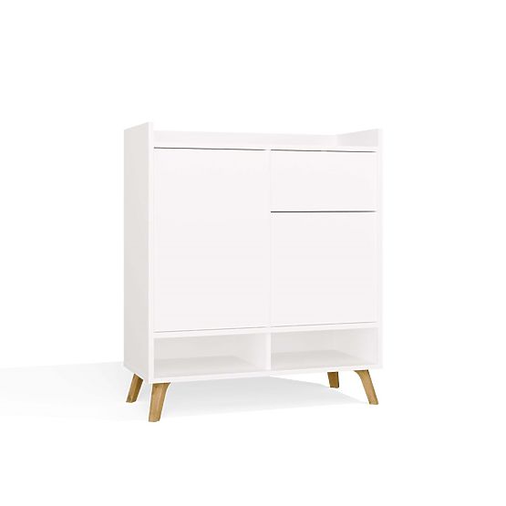 Commode COLIN Armoire 2 Portes 1 Tiroir avec Pieds BLANCHE