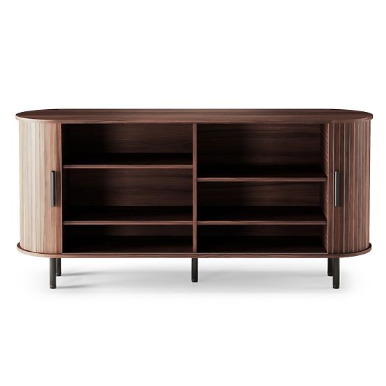Commode Gliss, arrondie, lamelles, noyer foncé