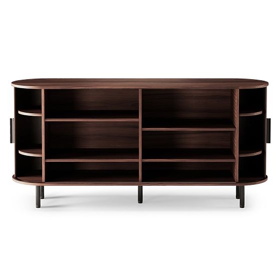 Commode Gliss, arrondie, lamelles, noyer foncé