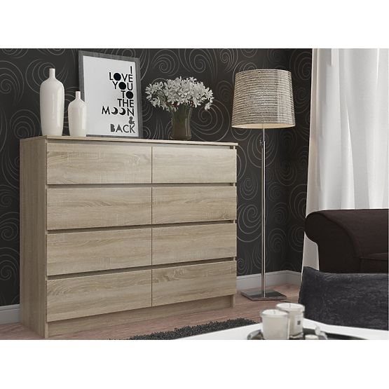 COMMODE K 120 cm 8 TIROIRS PK CHÊNE SONOMA