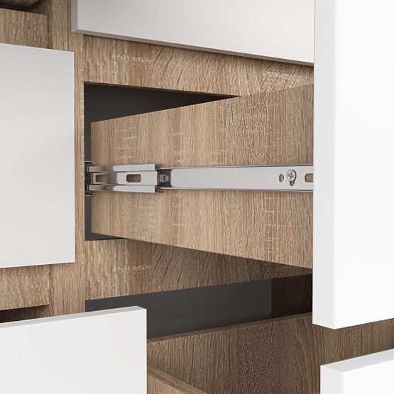 COMMODE K 120 cm 8 TIROIRS PK SONOMA / BLANC