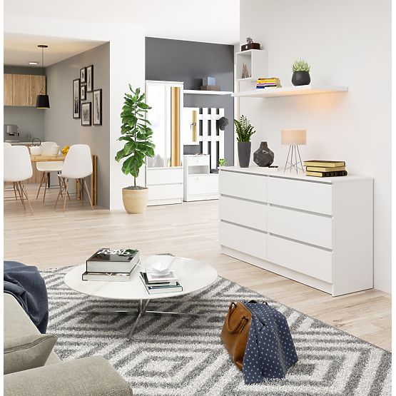 COMMODE K 140 cm 6 TIROIRS PK BLANCHE