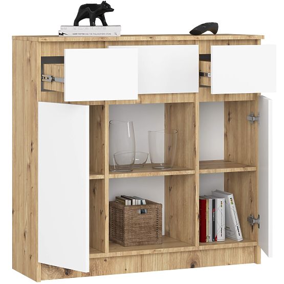 COMMODE K100 2D 3T 1P PK CHÊNE ARTISAN / BLANC