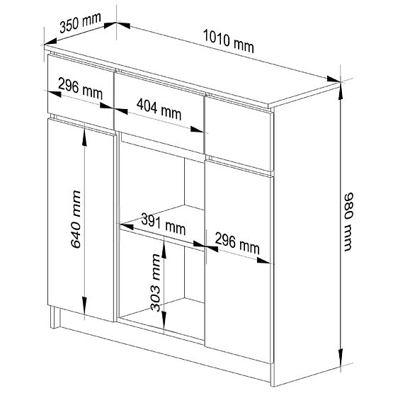 COMMODE K100 2D 3T 1P PK CHÊNE SONOMA