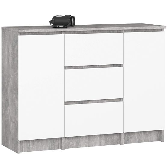 COMMODE K100 2D 3T PK BÉTON / BLANC