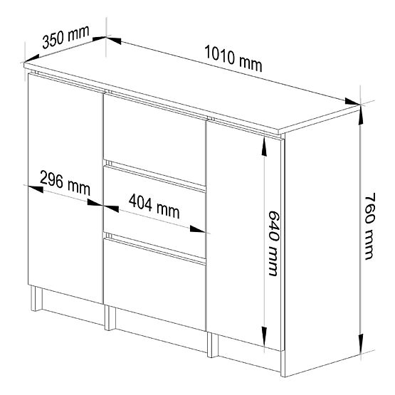 COMMODE K100 2D 3T PK CHÊNE SONOMA / BLANC