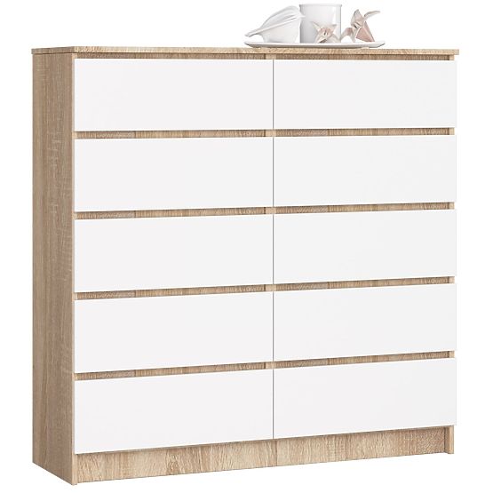 COMMODE K120 10TIROIRS CLP PK CHÊNE SONOMA / BLANC