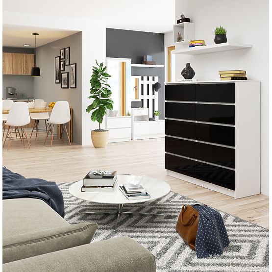 COMMODE K120 10TIROIRS CLP PK NOIR BRILLANT