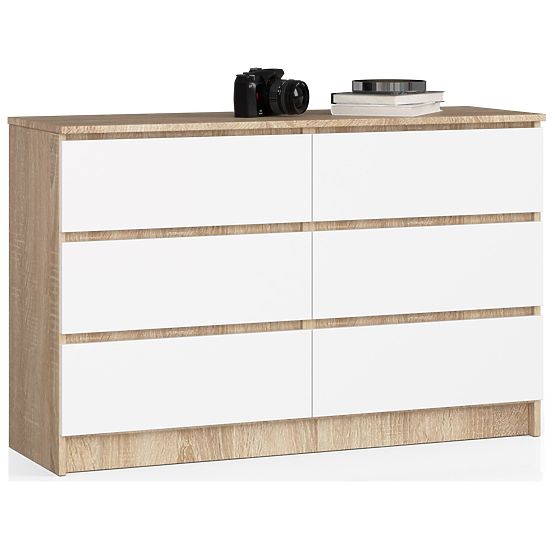 COMMODE K120 6TIROIRS CLP PK CHÊNE SONOMA / BLANC