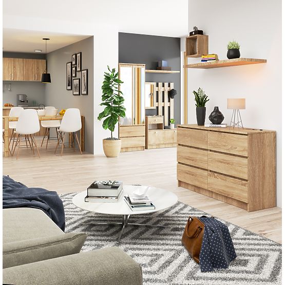 COMMODE K120 6TIROIRS CLP PK CHÊNE SONOMA