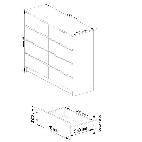 COMMODE K120 8TIROIRS BLANCHE