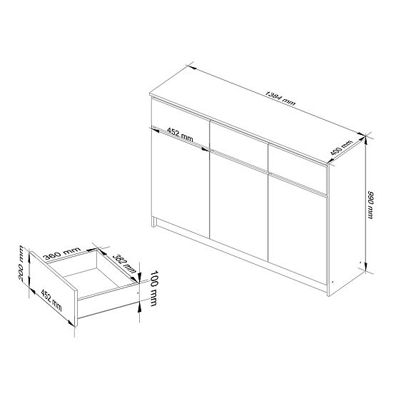 COMMODE K140 3D 3SZ CLP PK BLANCHE