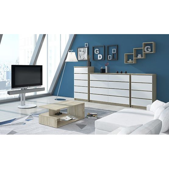 COMMODE K140 6TIROIRS CLP CHÊNE SONOMA / BLANC