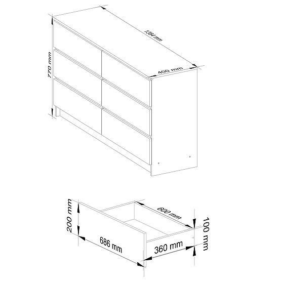 COMMODE K140 6TIROIRS CLP PK CHÊNE CRAFT