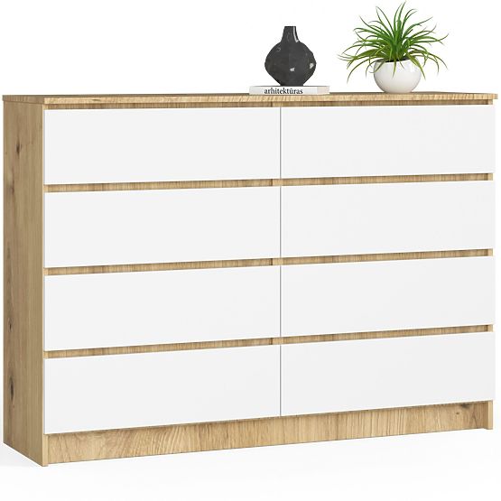 COMMODE K140 8SZ CLP CHÊNE ARTISAN / BLANC