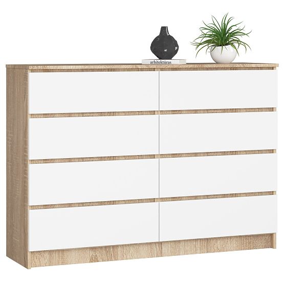 COMMODE K140 8TIROIRS CLP PK SONOMA / BLANC